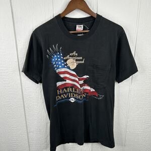 Vintage 1989 Harley Davidson Eagle 3D Emblem “black” Pocket Tee Size M